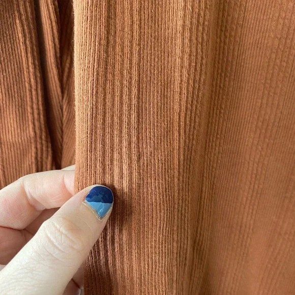 GAP Saddle Brown Ribbed Puff Sleeve Stretch Cotton Bodysuit - Picture 5 of 9